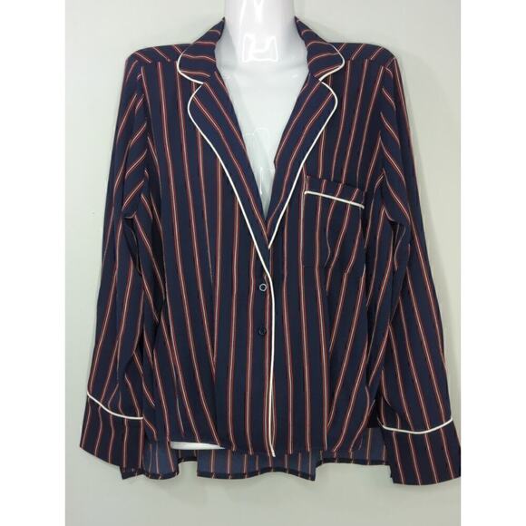 Soncy Other - NWT Soncy Striped Pajama Top Blouse Blue Red White Long Sleeve Size 1 (14/6)